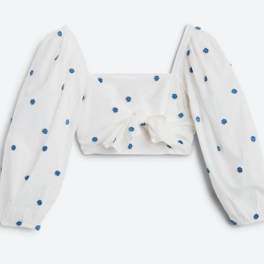 Farm Rio Blue Flowers Crop Top
